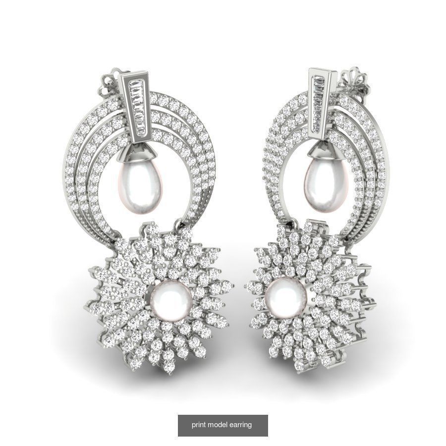 171 Women Long Earring 3dm STL Render Detail Bulk Collection _174