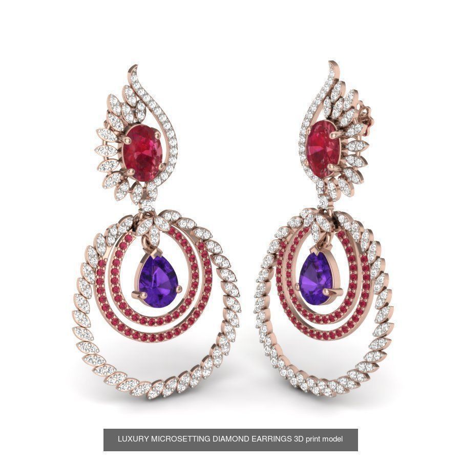 171 Women Long Earring 3dm STL Render Detail Bulk Collection _87