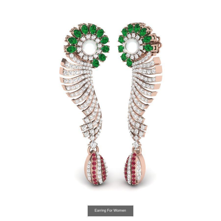 171 Women Long Earring 3dm STL Render Detail Bulk Collection _154