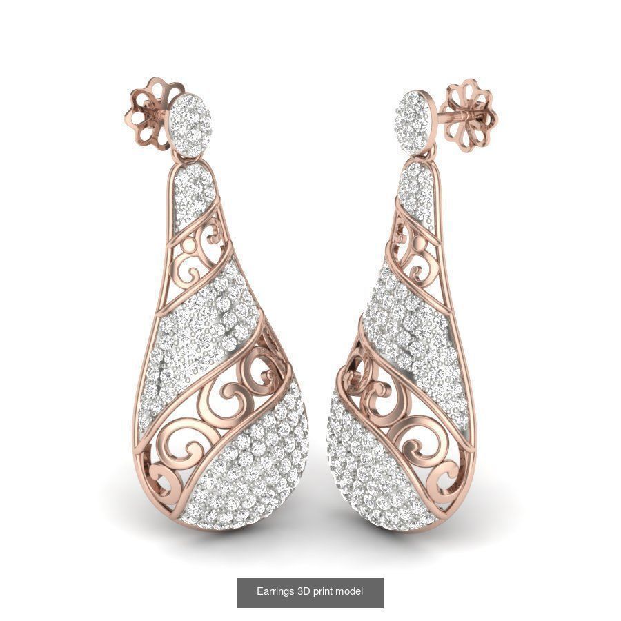 171 Women Long Earring 3dm STL Render Detail Bulk Collection _161