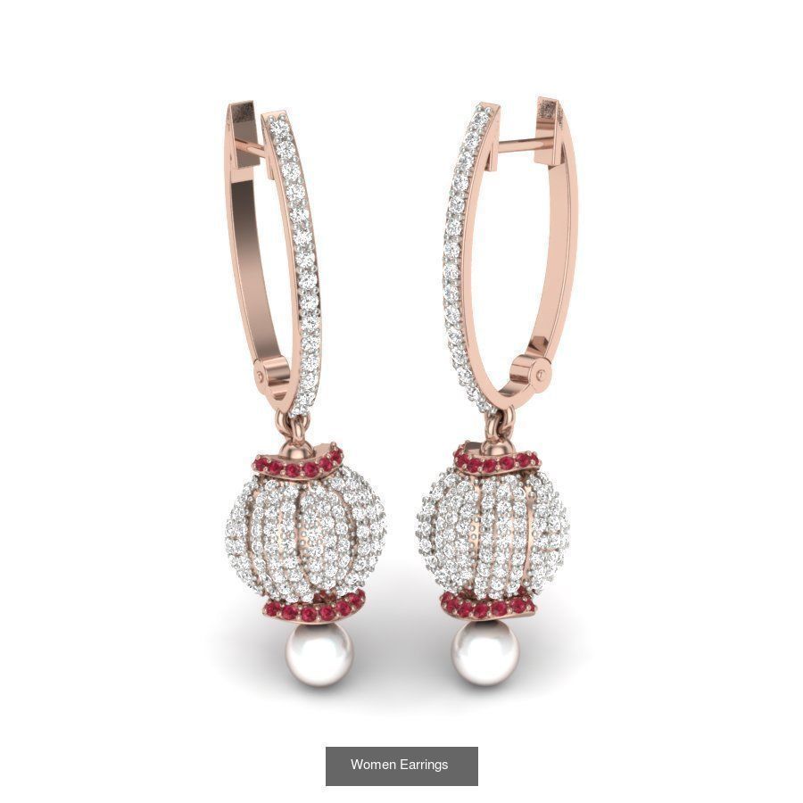 171 Women Long Earring 3dm STL Render Detail Bulk Collection _115