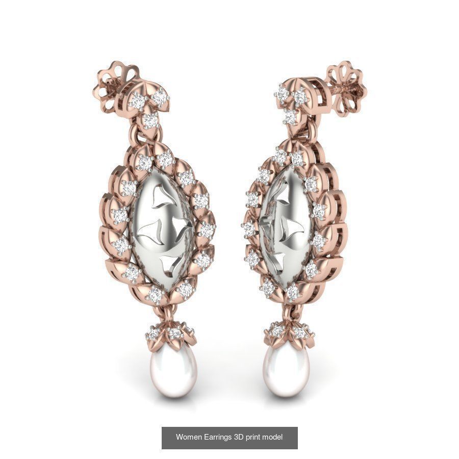 171 Women Long Earring 3dm STL Render Detail Bulk Collection _86
