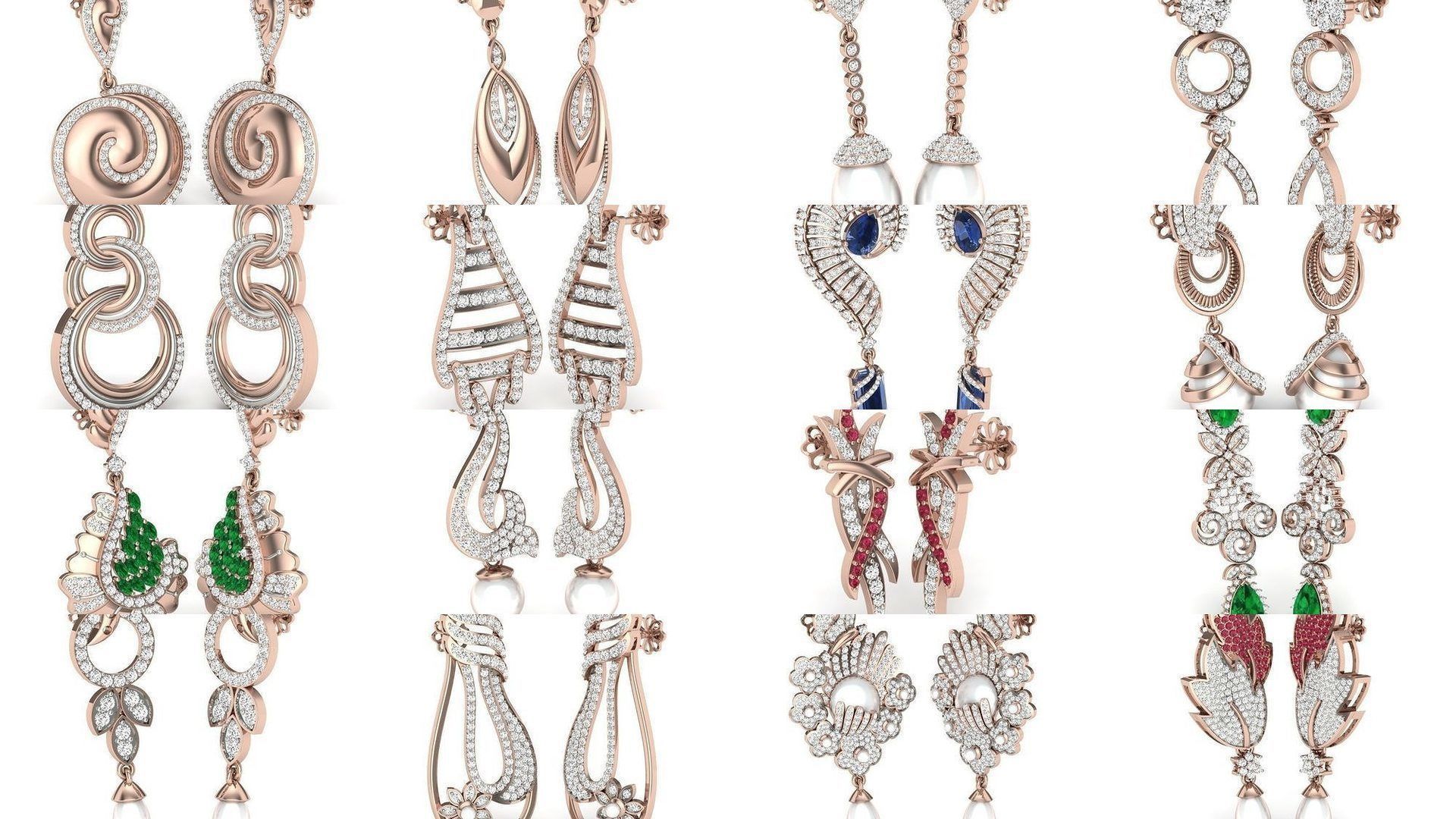 171 Women Long Earring 3dm STL Render Detail Bulk Collection _37