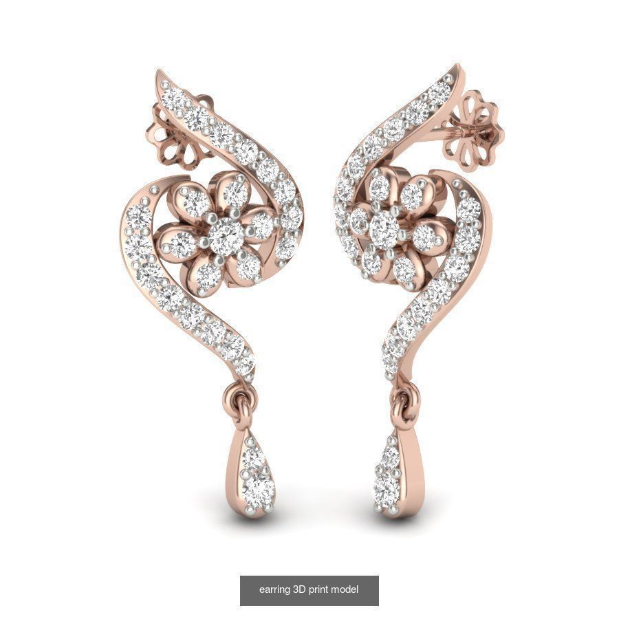 171 Women Long Earring 3dm STL Render Detail Bulk Collection _126