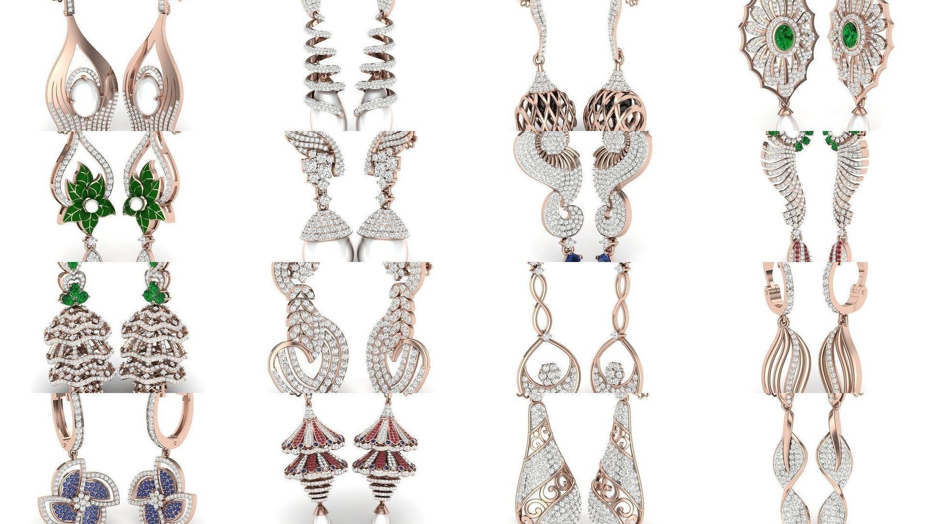 171 Women Long Earring 3dm STL Render Detail Bulk Collection _41