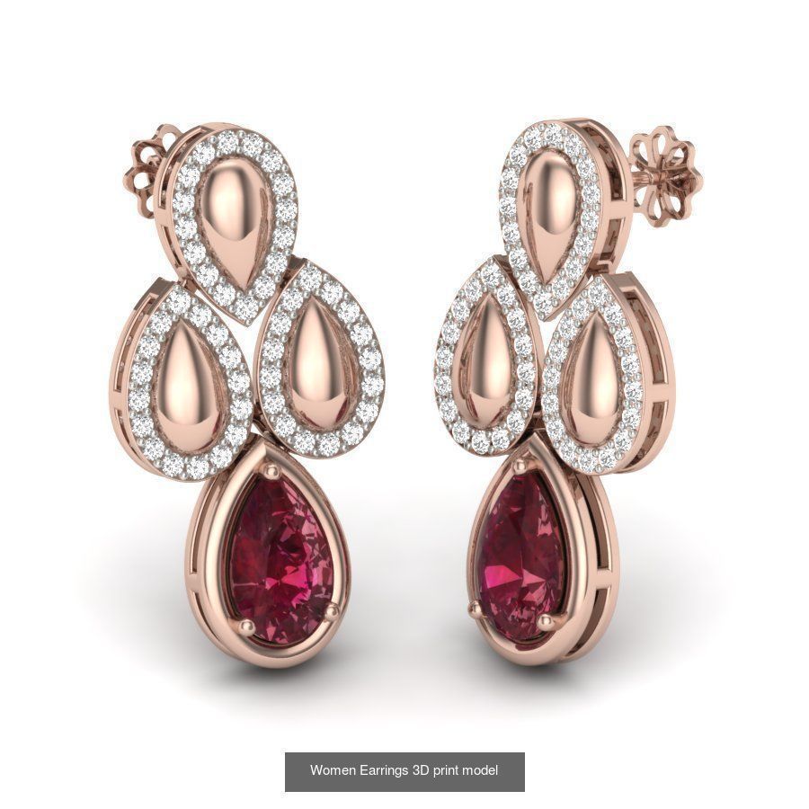 171 Women Long Earring 3dm STL Render Detail Bulk Collection _100