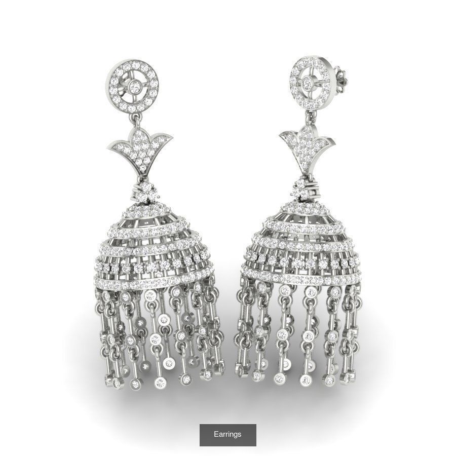 171 Women Long Earring 3dm STL Render Detail Bulk Collection _194