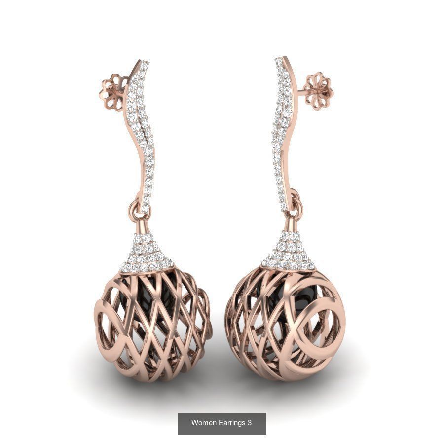 171 Women Long Earring 3dm STL Render Detail Bulk Collection _149