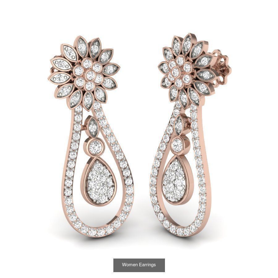 171 Women Long Earring 3dm STL Render Detail Bulk Collection _129
