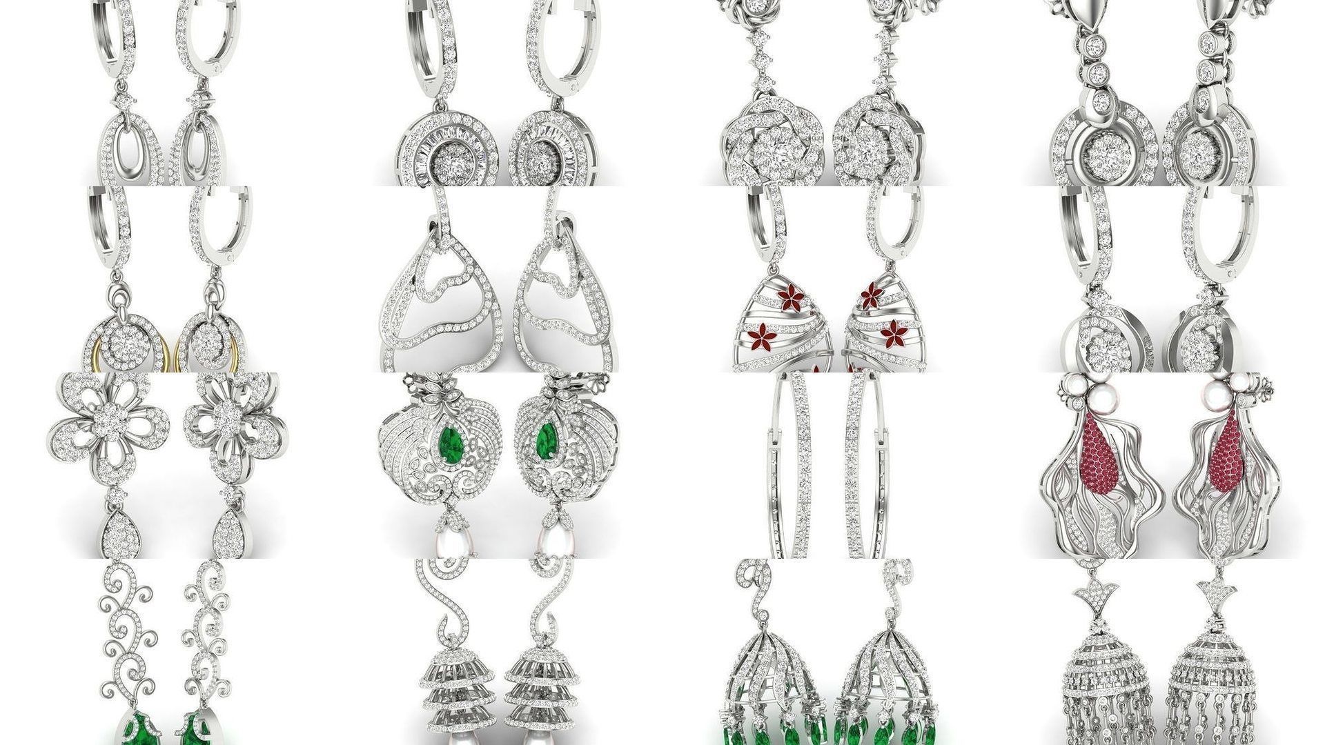 171 Women Long Earring 3dm STL Render Detail Bulk Collection _45