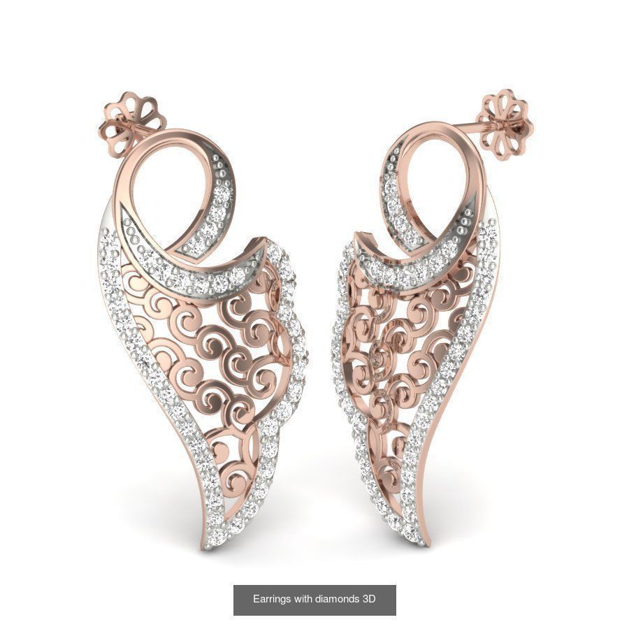 171 Women Long Earring 3dm STL Render Detail Bulk Collection _199