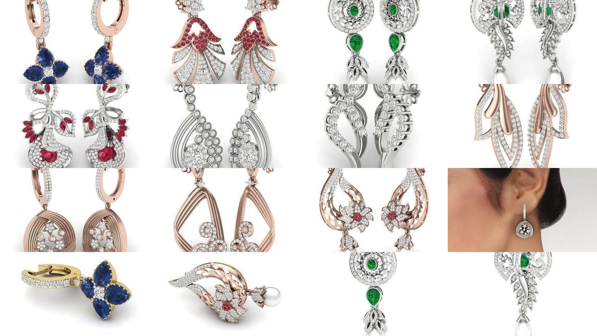 171 Women Long Earring 3dm STL Render Detail Bulk Collection _49