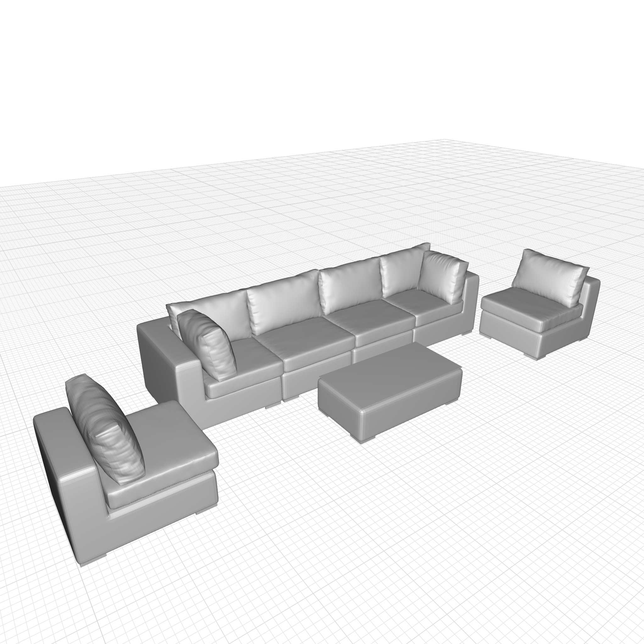 Keiran Wicker Rattan Seating Group  3D model_1