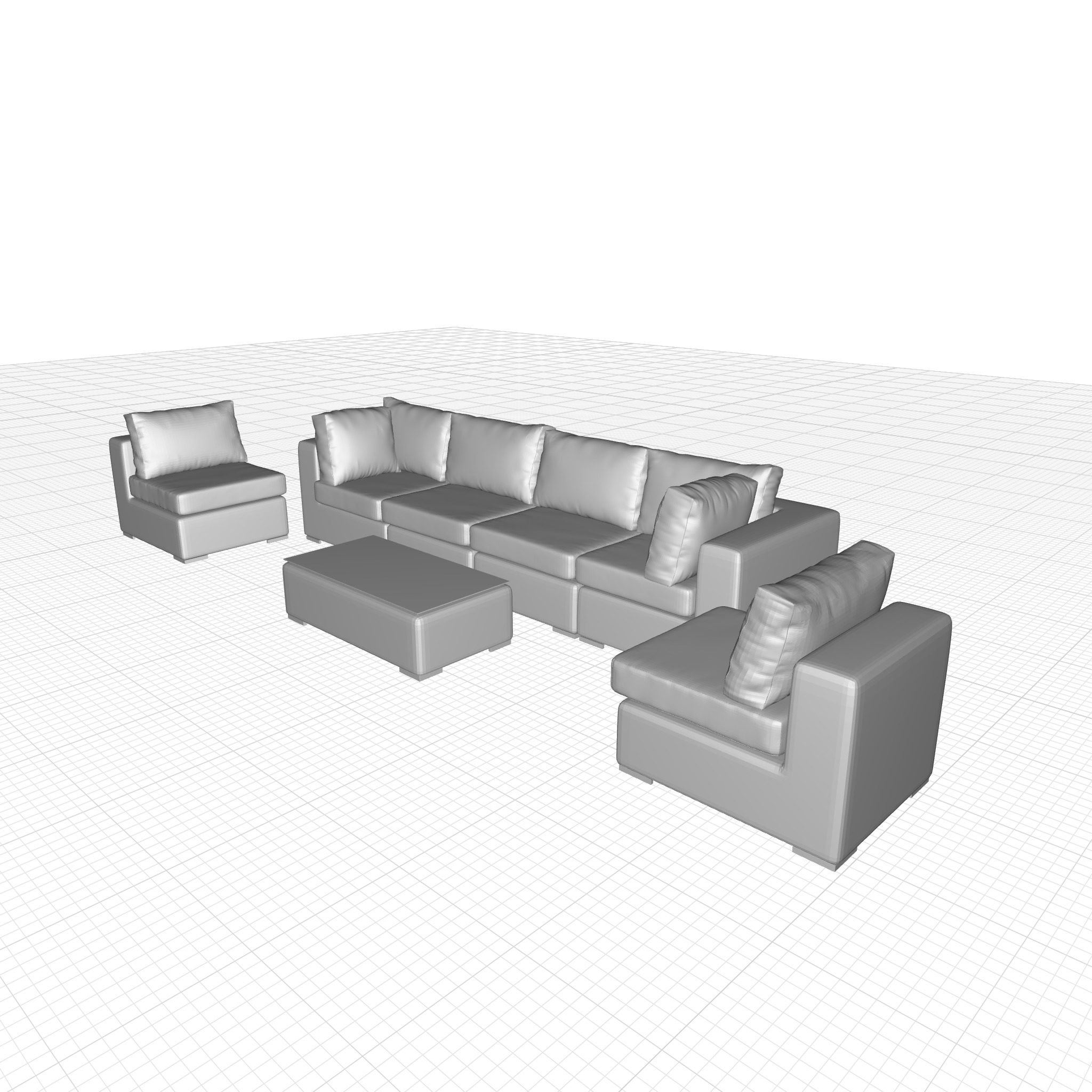 Keiran Wicker Rattan Seating Group  3D model_2