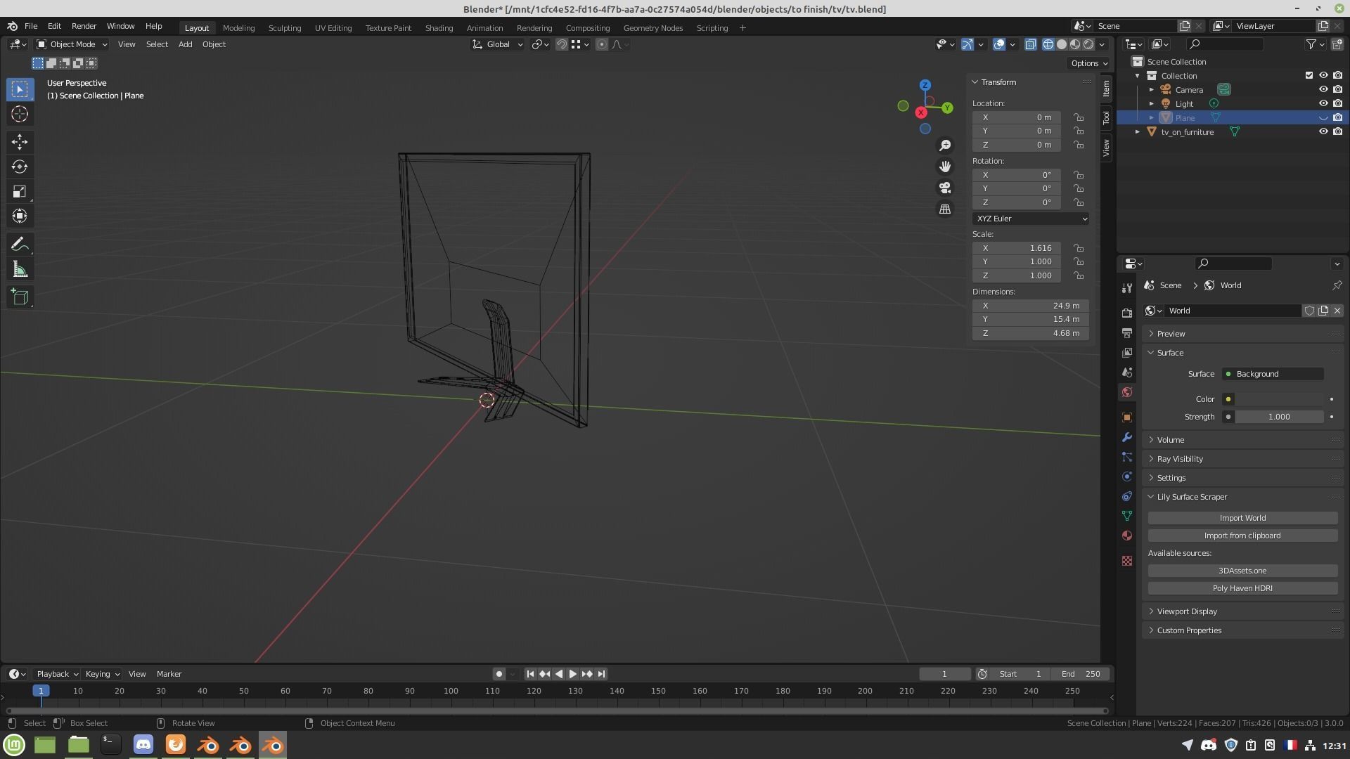 Television square 3D model_17