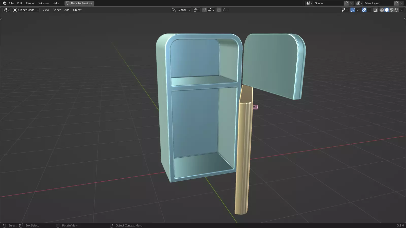Retro fridge 1950s refridgerator 3D model_0