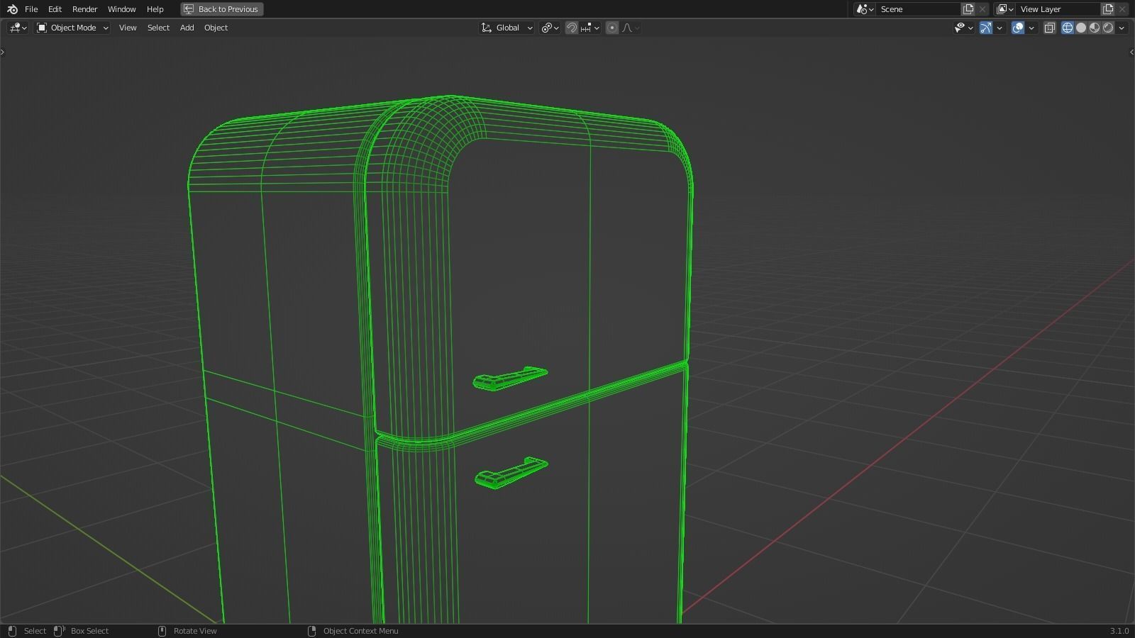 Retro fridge 1950s refridgerator 3D model_5