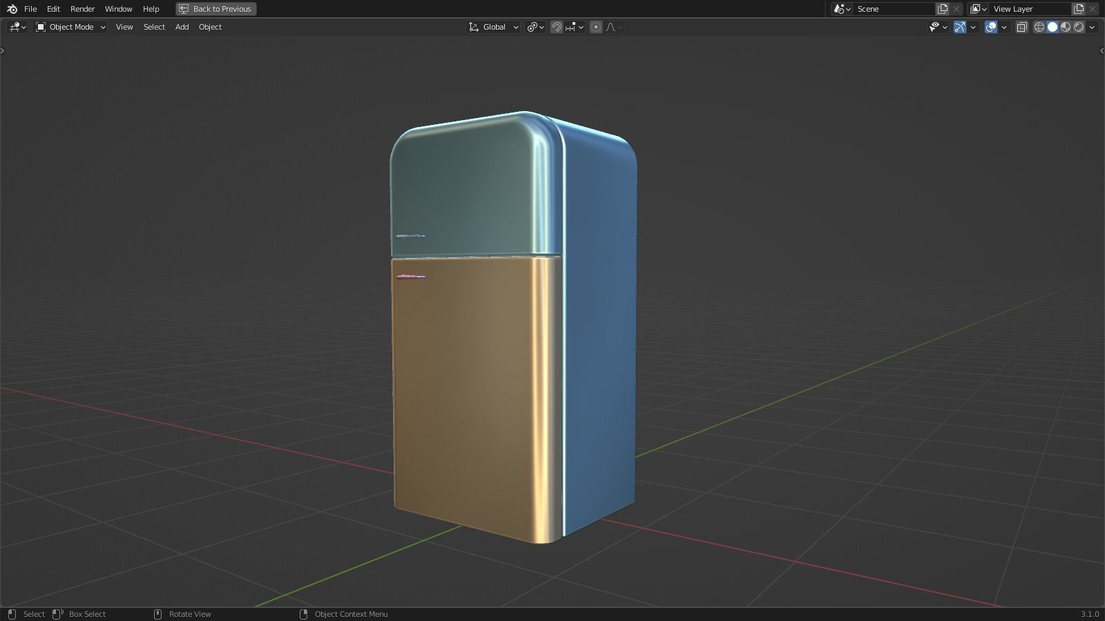 Retro fridge 1950s refridgerator 3D model_1