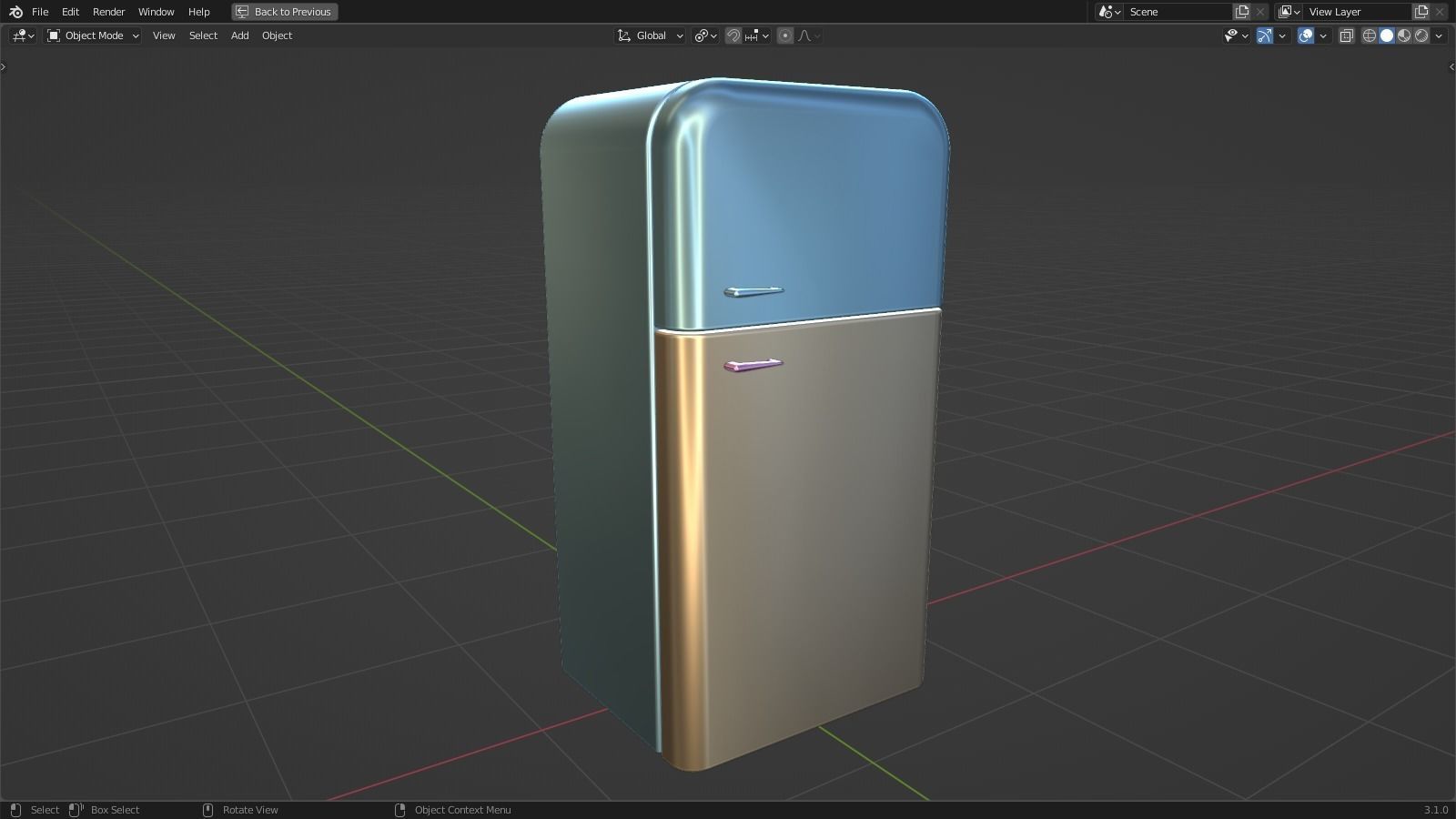 Retro fridge 1950s refridgerator 3D model_2