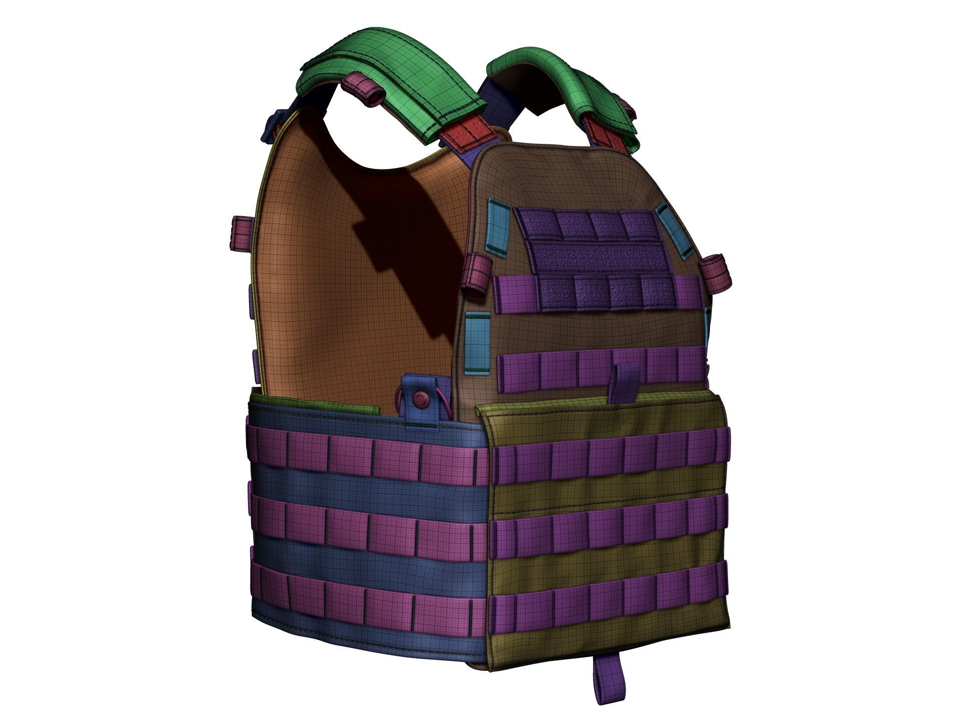 Military Bulletproof Plate Carrier Vest LBT 6094 - High Poly 3D model_15