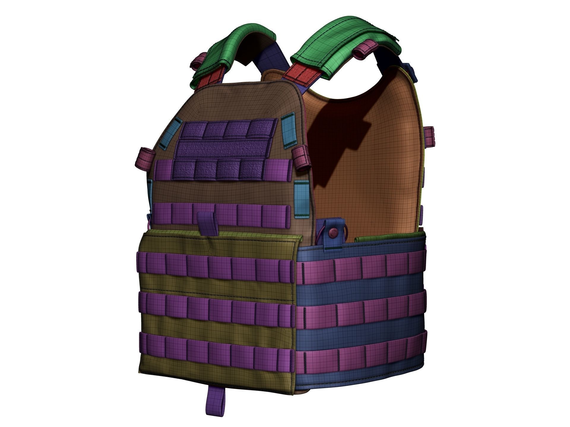 Military Bulletproof Plate Carrier Vest LBT 6094 - High Poly 3D model_21