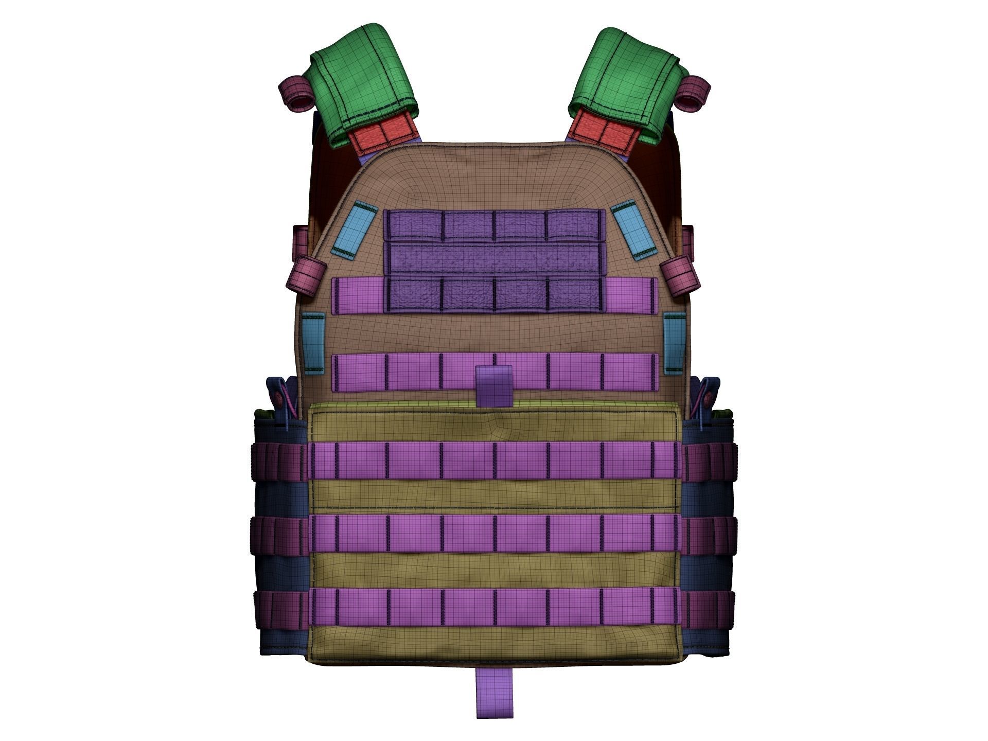 Military Bulletproof Plate Carrier Vest LBT 6094 - High Poly 3D model_14