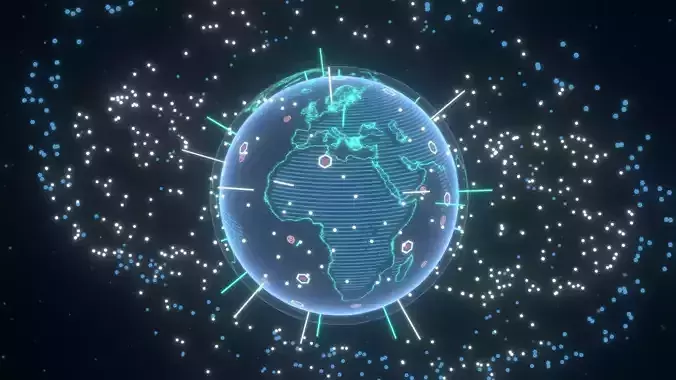 Animated Hologram Planet Earth No 3 Sci-Fi 3D Model Low-poly 3D model