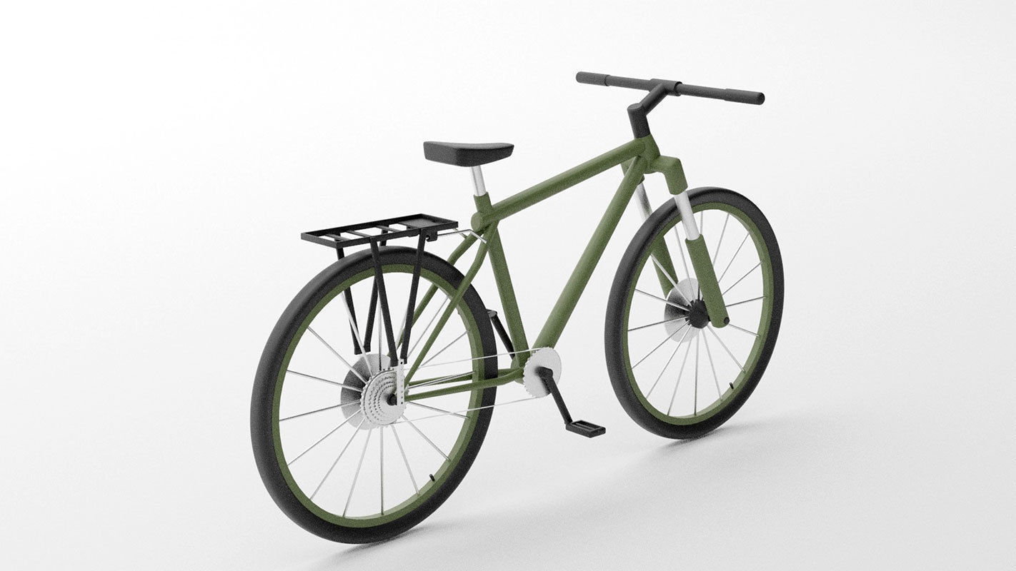 simple low poly bicycle model Low-poly 3D model_3