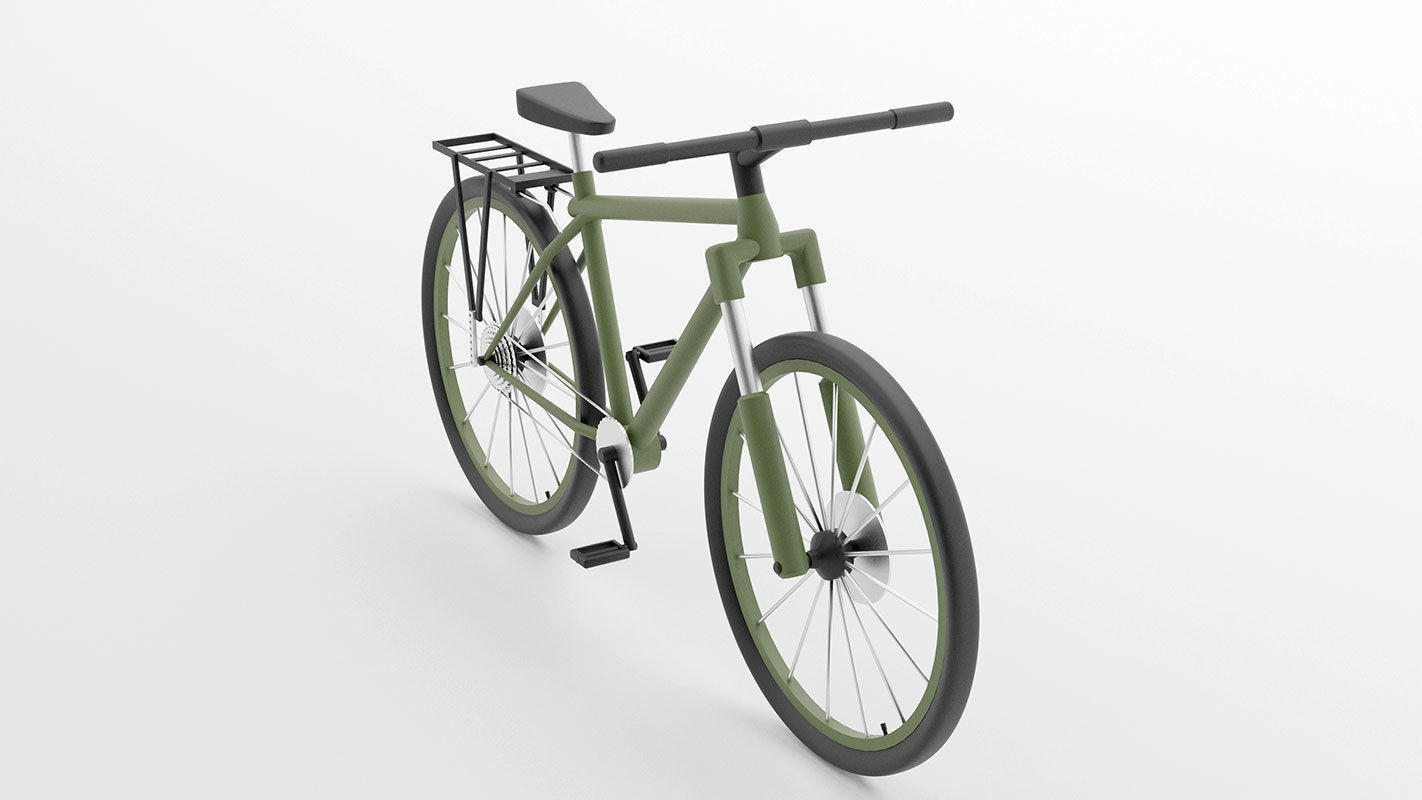 simple low poly bicycle model Low-poly 3D model_2