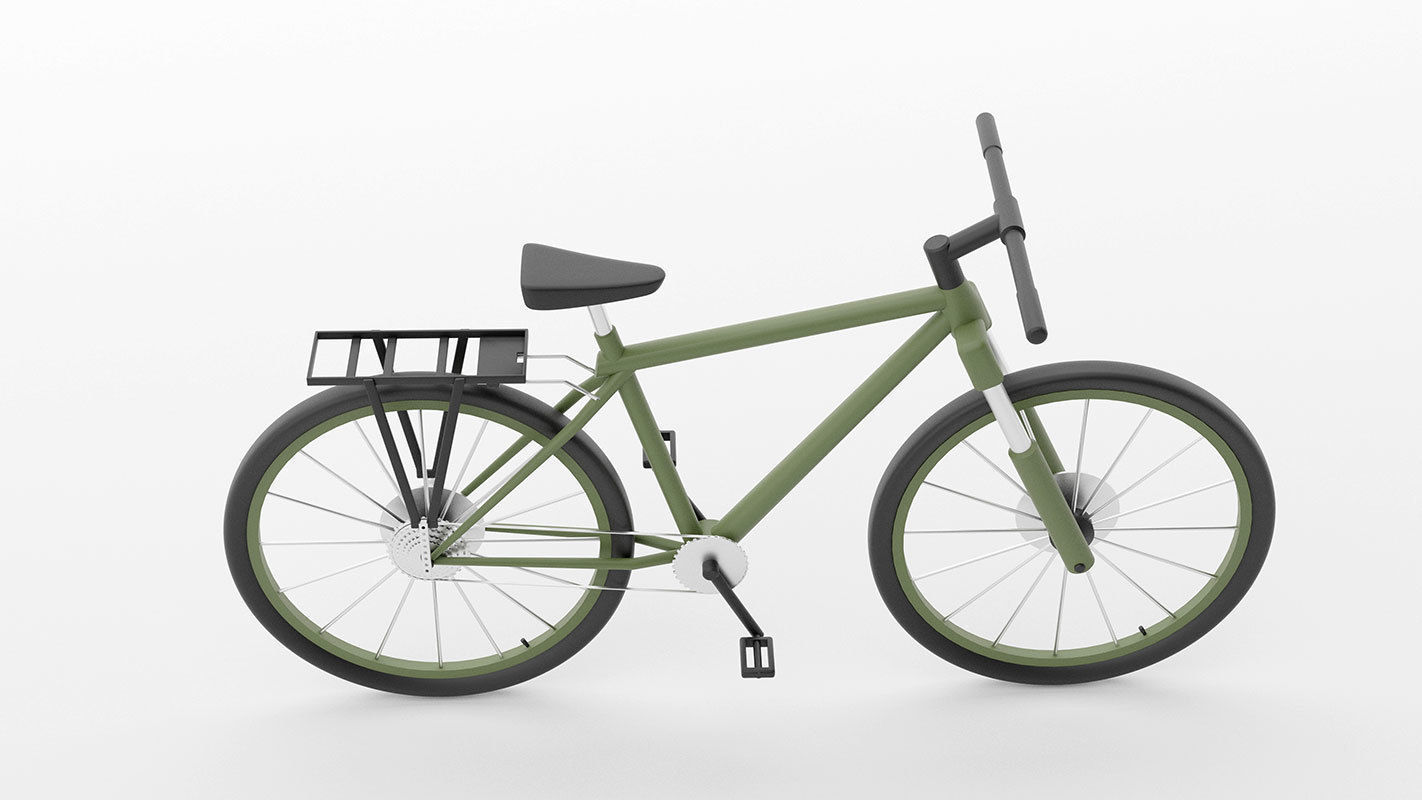 simple low poly bicycle model Low-poly 3D model_1