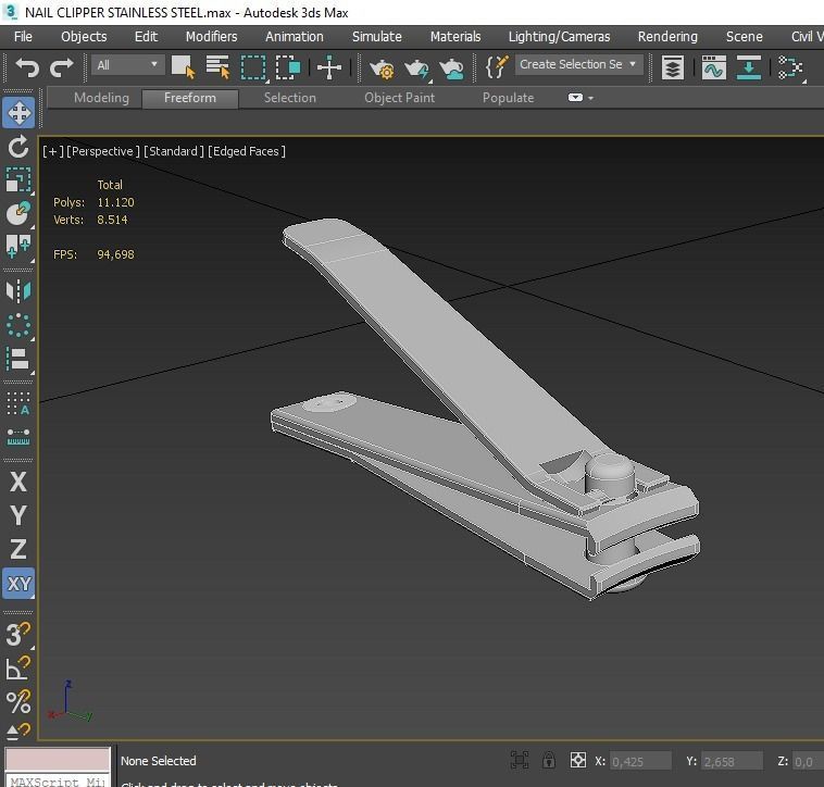 NAIL CLIPPER STAINLESS STEEL 3D model_8