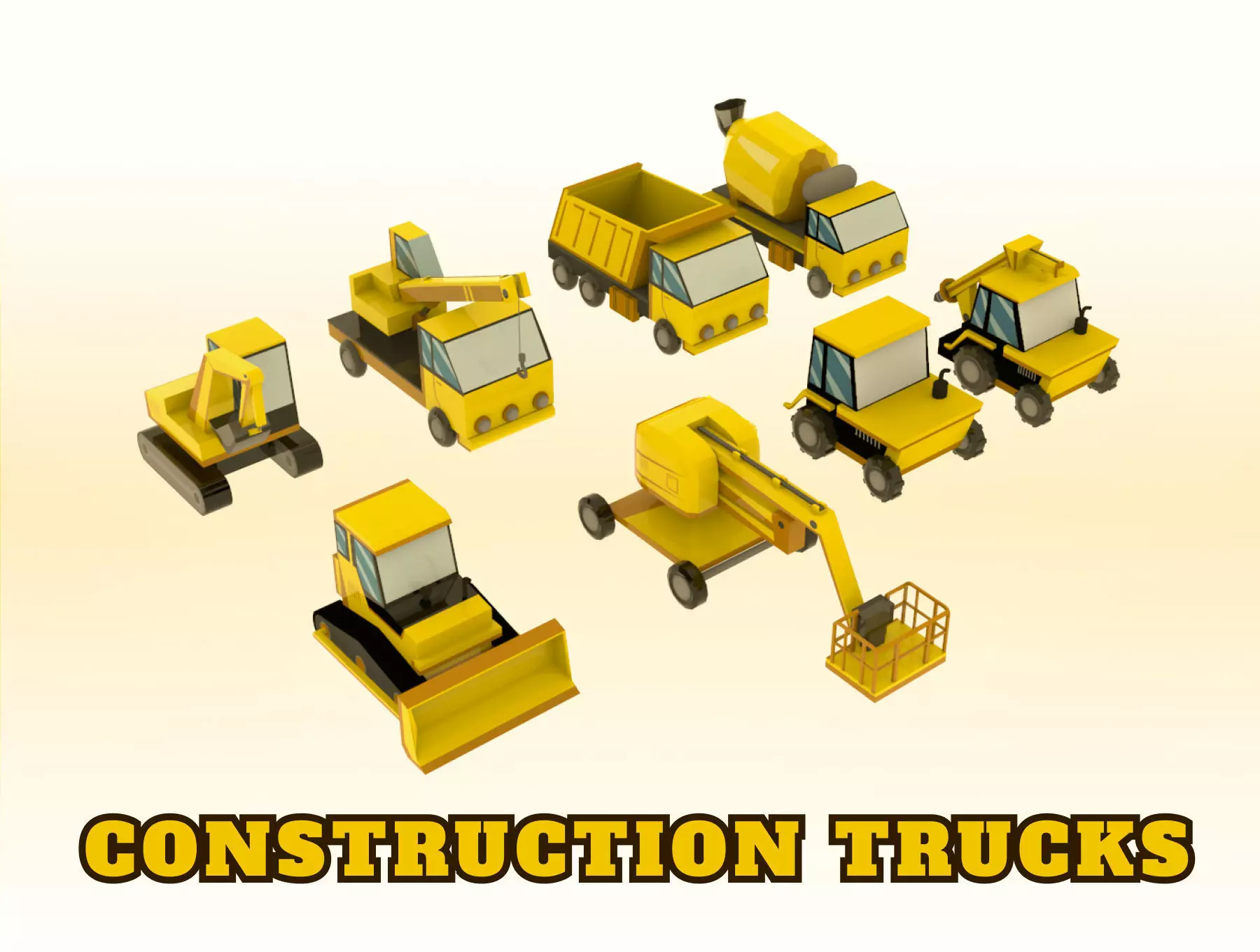 Construction Trucks Free low-poly 3D model_0