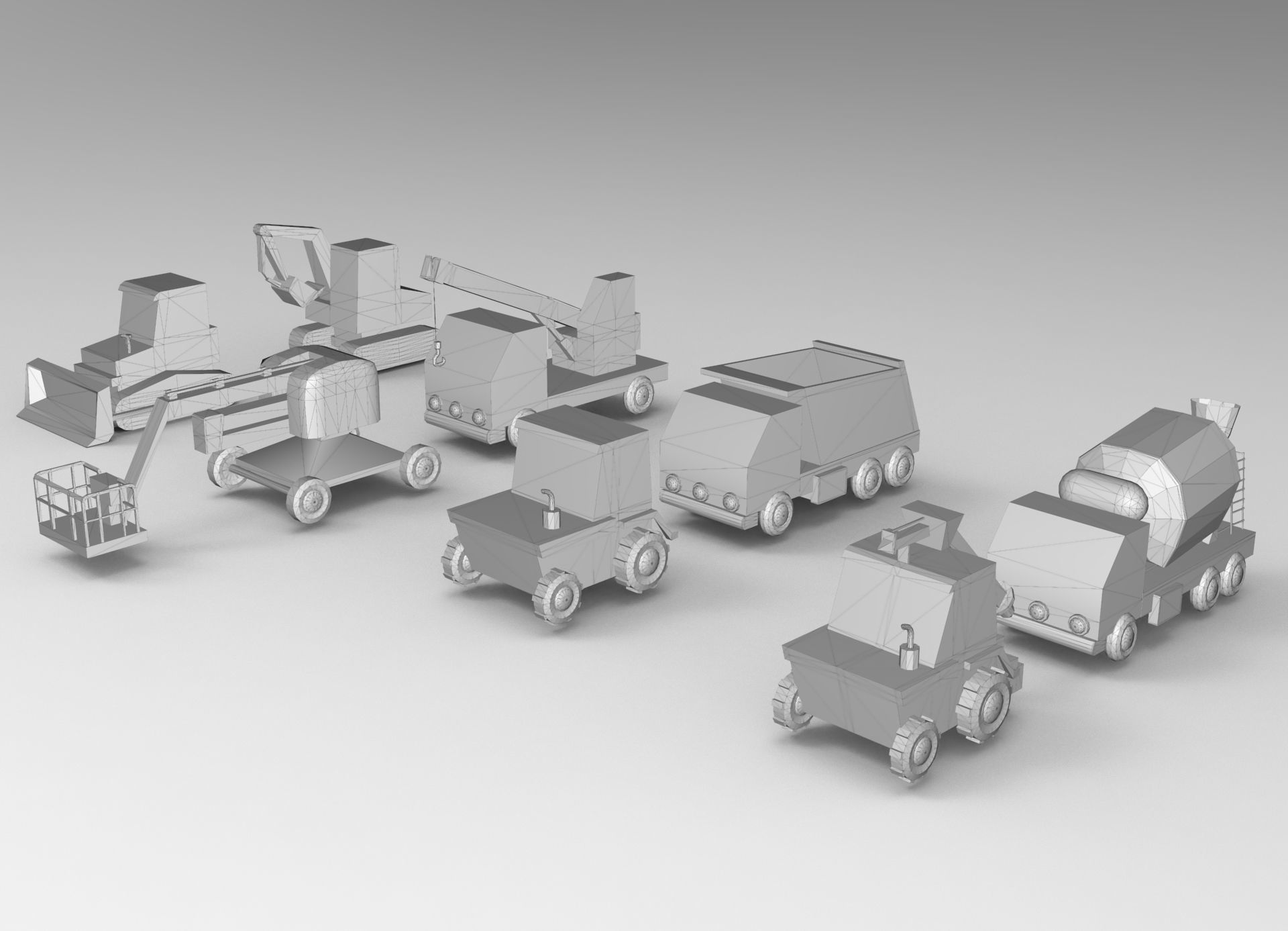 Construction Trucks Free low-poly 3D model_6