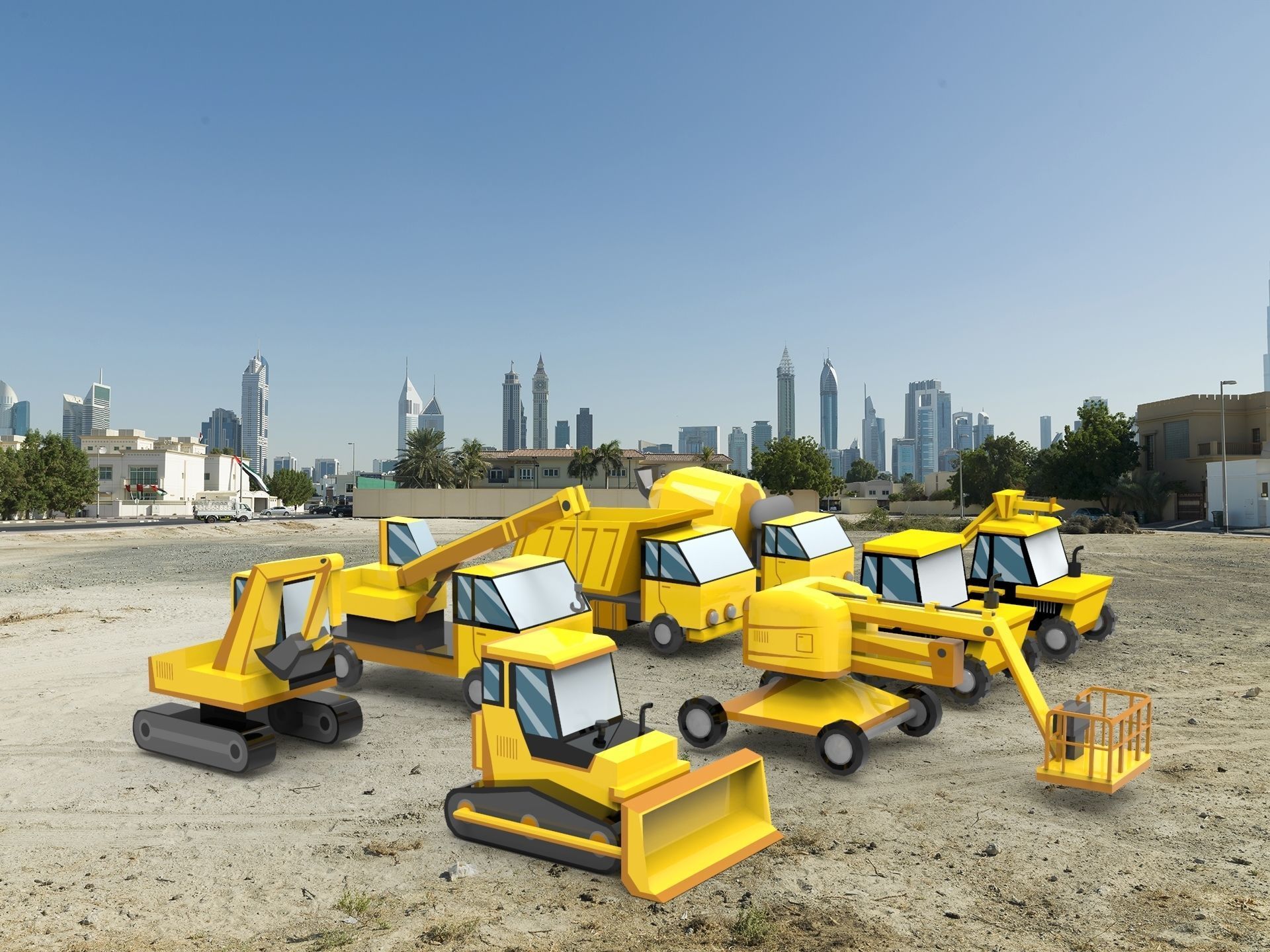 Construction Trucks Free low-poly 3D model_7