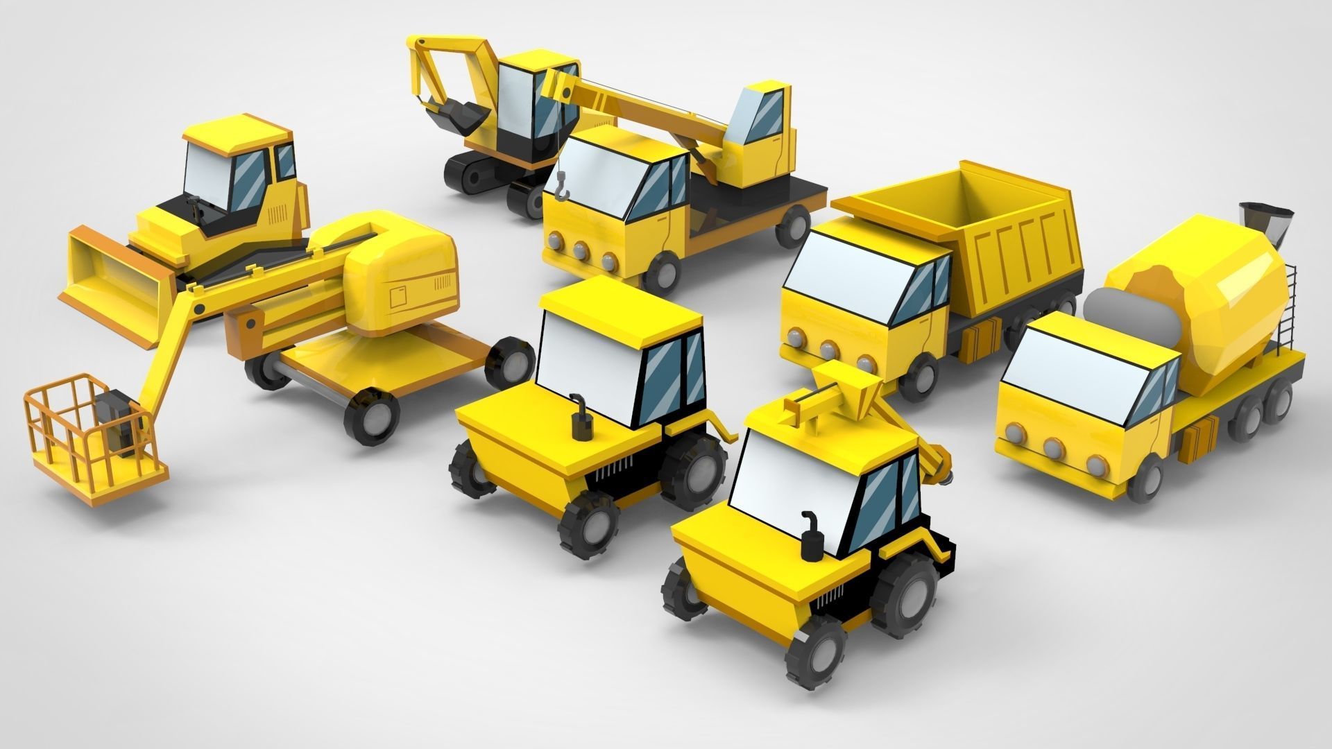 Construction Trucks Free low-poly 3D model_2
