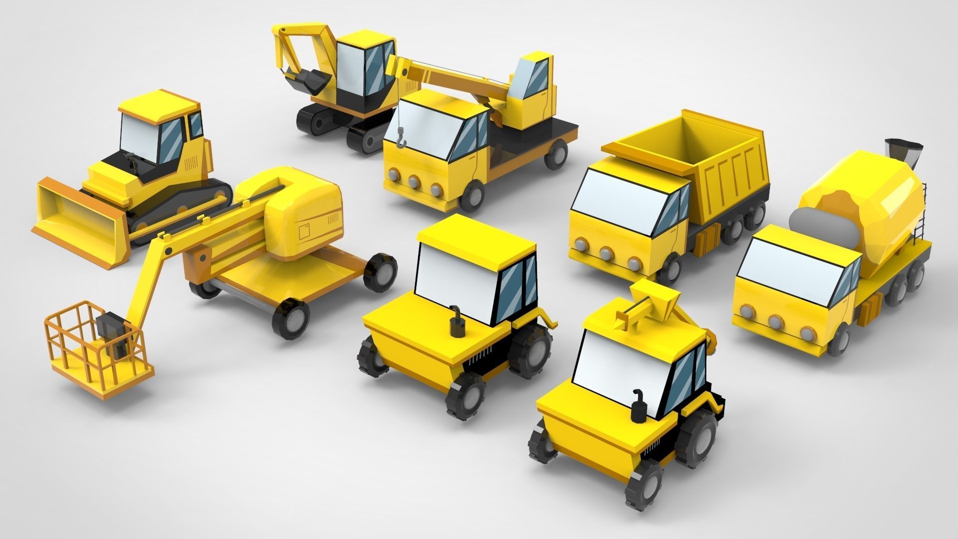 Construction Trucks Free low-poly 3D model_1