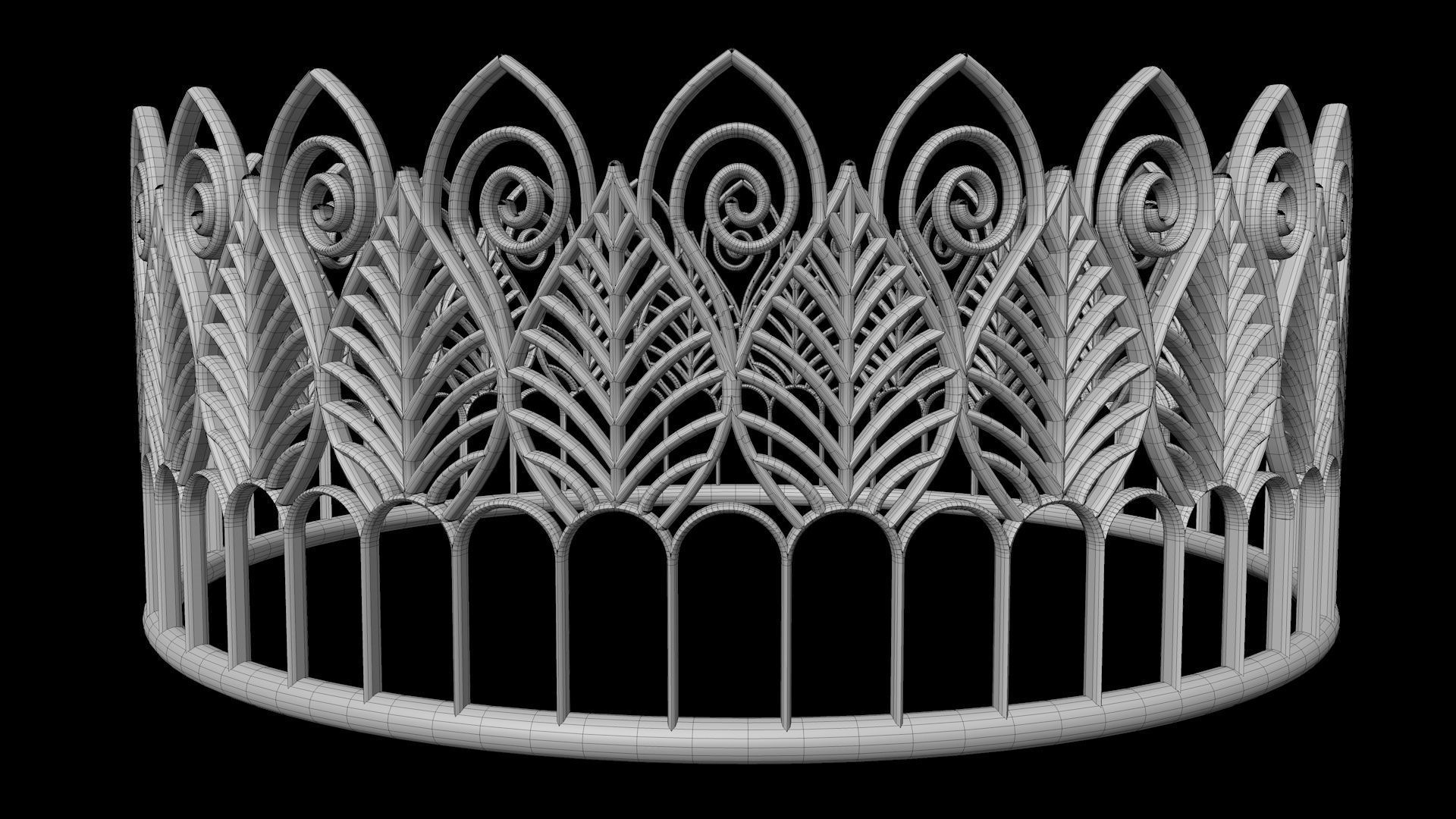 Tiara 3D model peacock crown 3D model_6