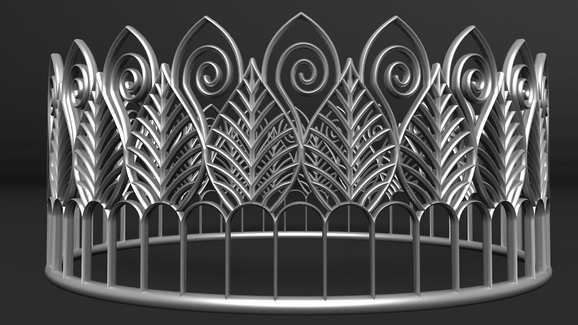 Tiara 3D model peacock crown 3D model_2