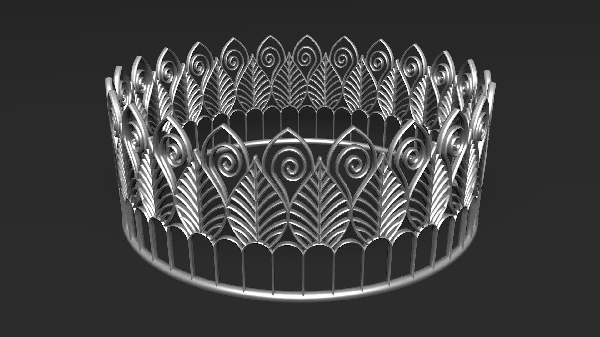 Tiara 3D model peacock crown 3D model_8