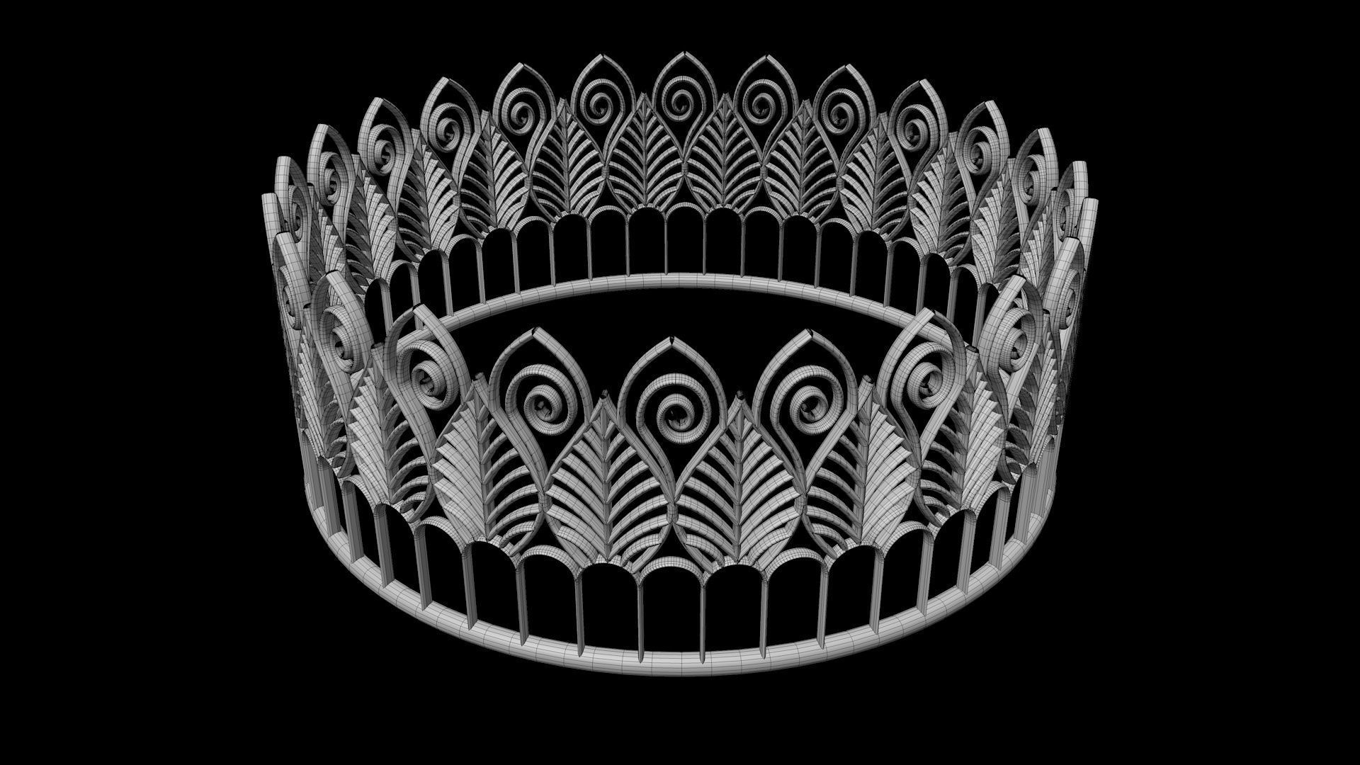 Tiara 3D model peacock crown 3D model_7