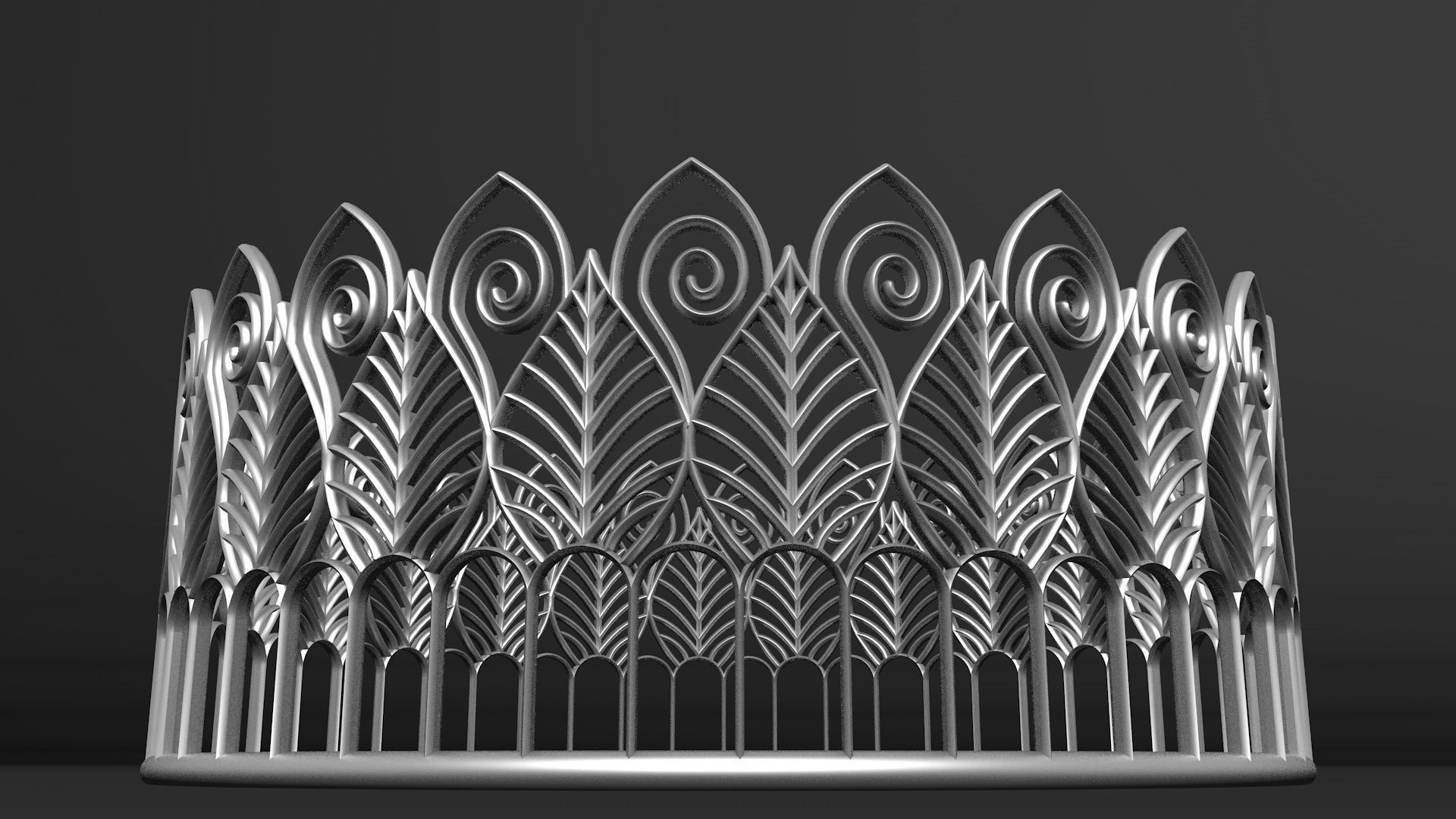 Tiara 3D model peacock crown 3D model_3