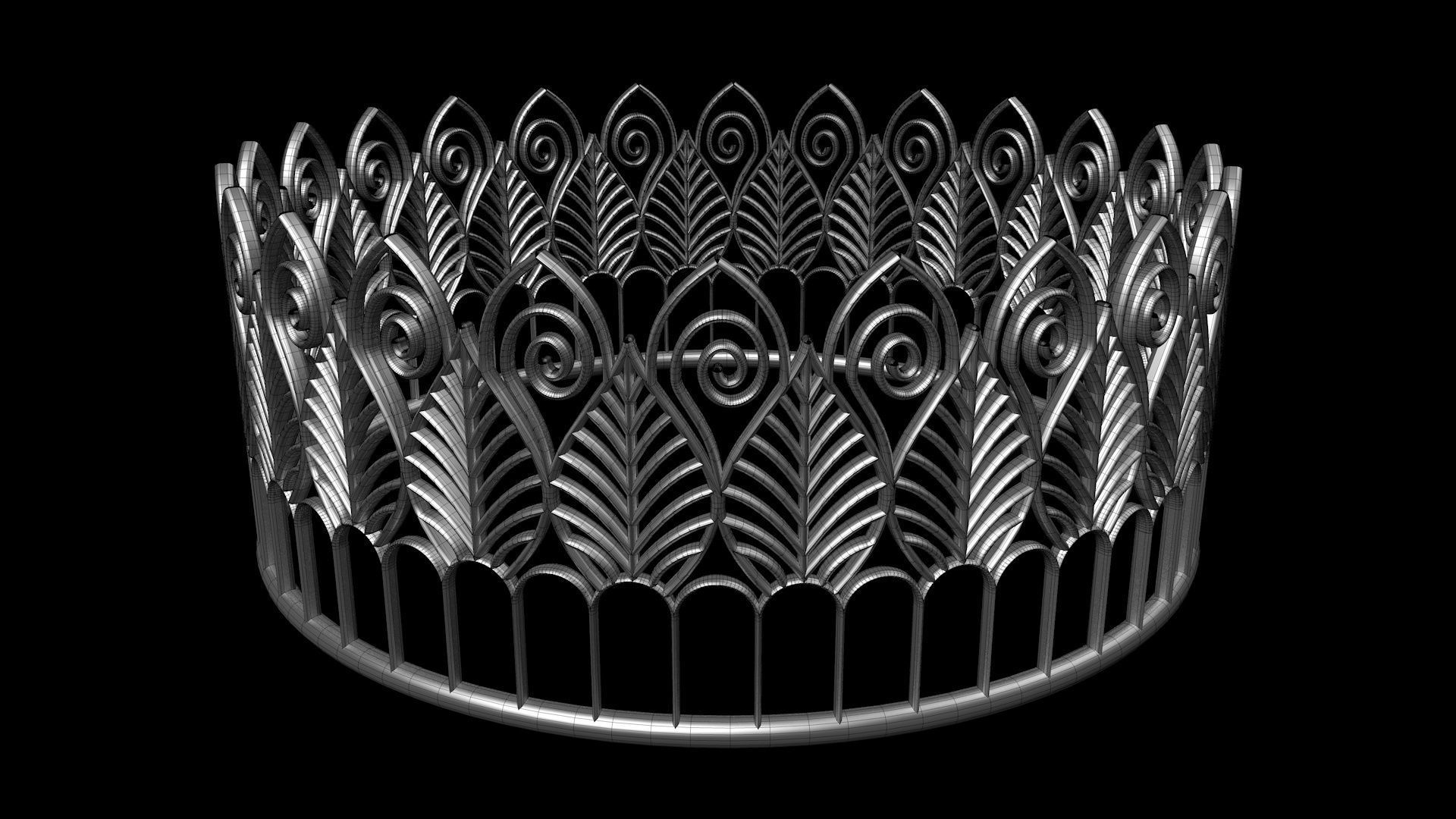 Tiara 3D model peacock crown 3D model_5