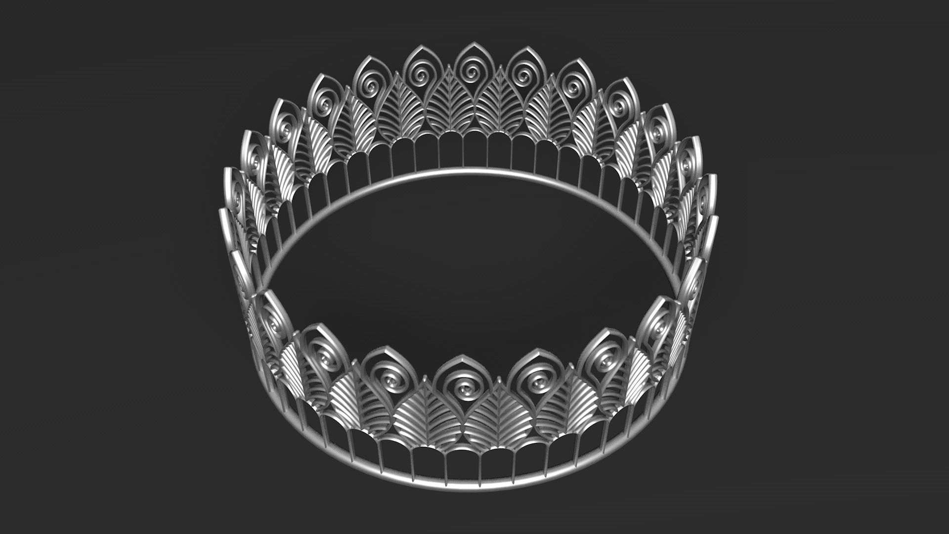 Tiara 3D model peacock crown 3D model_1