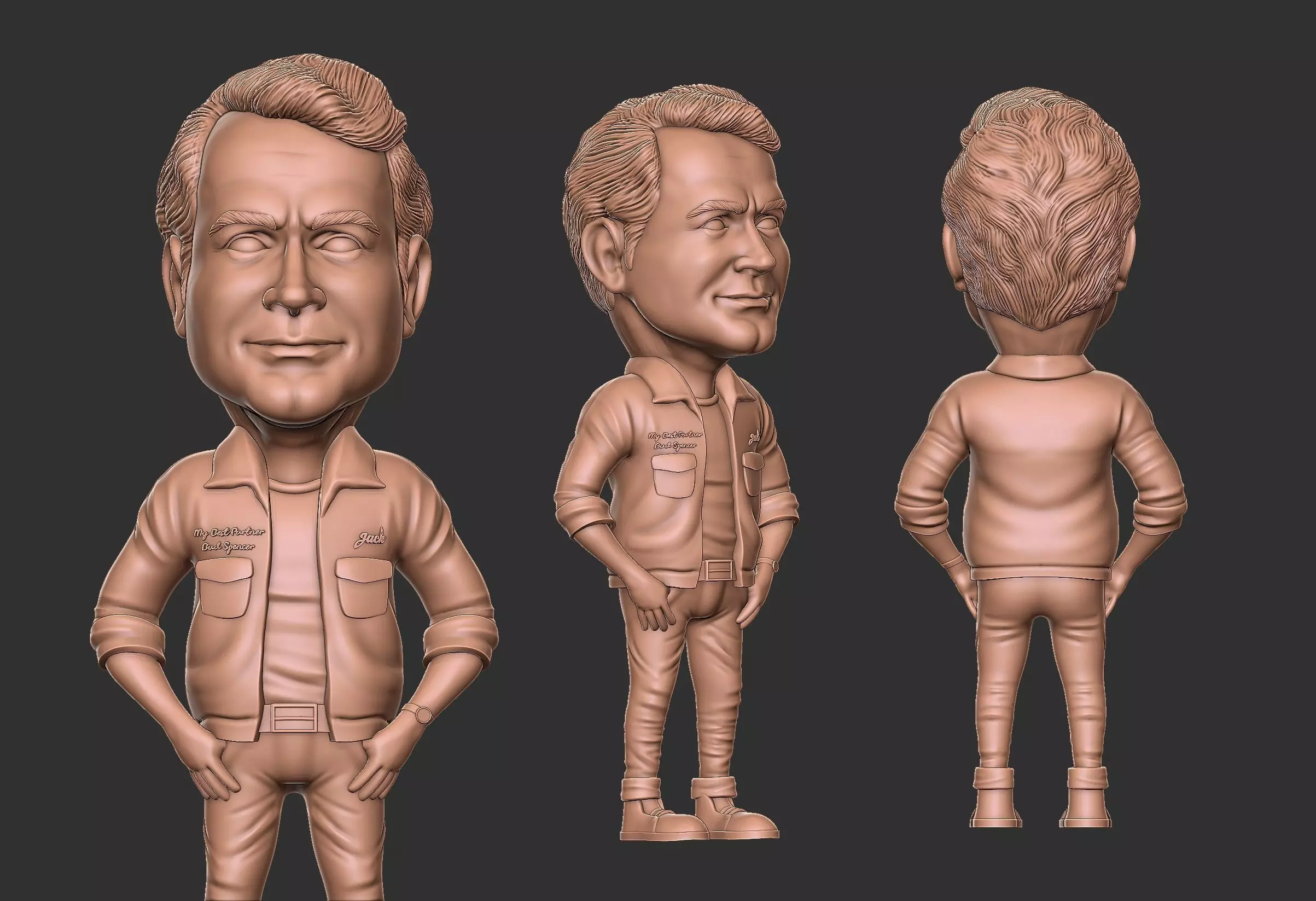 Terrance hill 3d caricature STL 3D print model_0