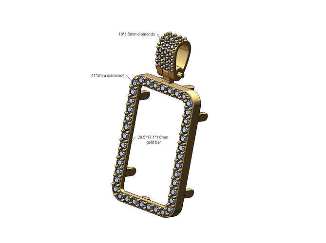 Diamond half OZ gold bar frame with bail  3D print model