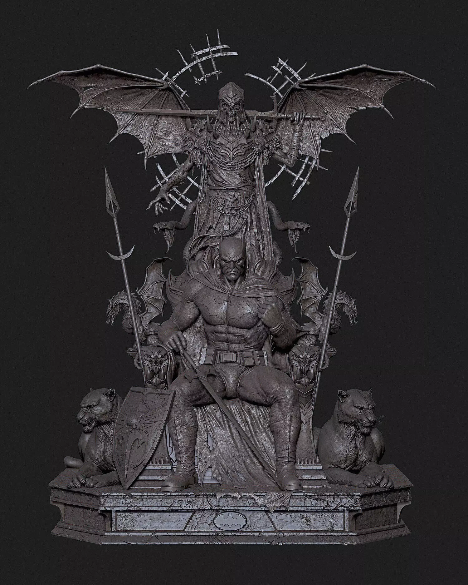 Batman statue with demons 3D print model_0