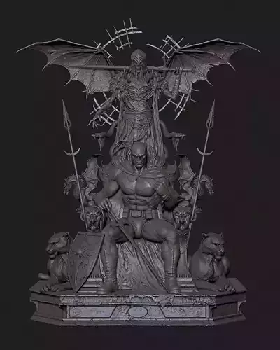 Batman statue with demons