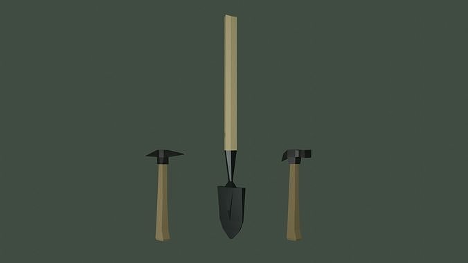 Low poly tools pack basic equimpments  Free low-poly 3D model