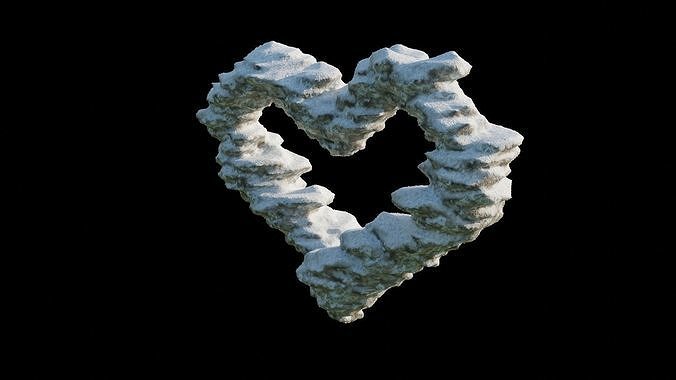 Ice and snow heart winter terrain for garden and lanscape 3D model