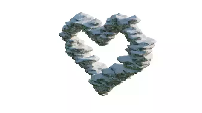 Ice and snow heart winter terrain for garden and lanscape 3D model
